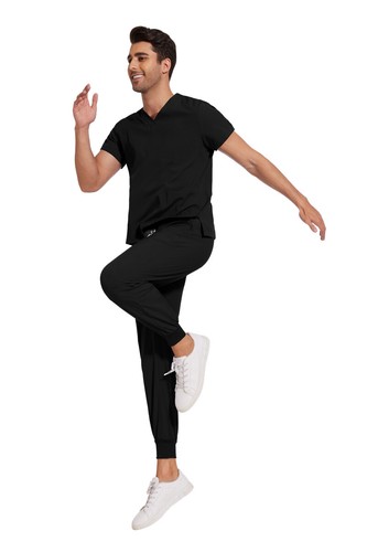Stretch Medical Nursing Uniform Scrub Set Men V-Neck 3-Pocket-Top Jogger Pants - Picture 116 of 138