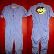 Red Kap Blue Short Sleeve Work Coveralls Medium Boiler Suit Custom Lips Patch