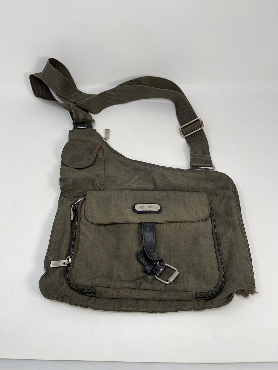 Baggallini Olive Green Crossbody Bag - Lighweight Multiple 
