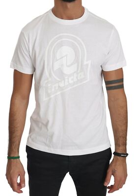 INVICTA T-shirt Cotton White Logo Motive Crewneck Mens Top IT46/US36/S RRP $200