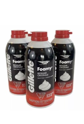 NEW LOT OF 3 Gillette Foamy Original Regular Shave Foam Cream Cans 11 oz