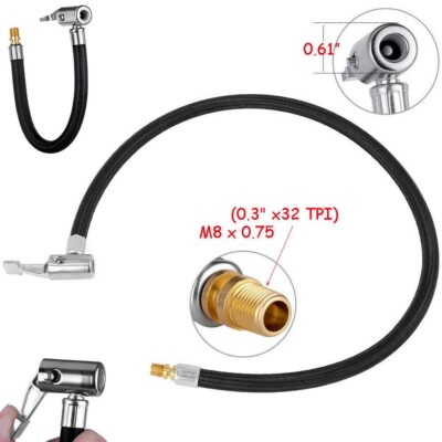 12 Inch Tire Inflator Extension Hose - Copper & Rubber Air Chuck Adapter For Car & Motorcycle