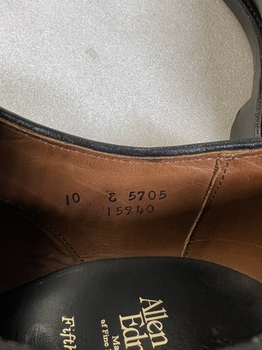 Allen Edmonds "FIFTH AVENUE" Cap-Toe Oxfords 10 E Black Made in USA - Picture 9 of 10