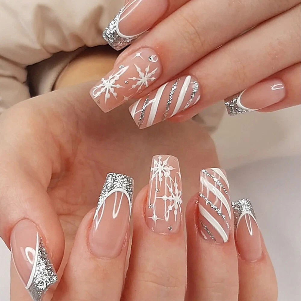Buy online Nails On Board Pink French Press On Gel Nails With Extensions  And French Nail Art -with Extensions And French Nail Art from nail for  Women by Nails On Board for