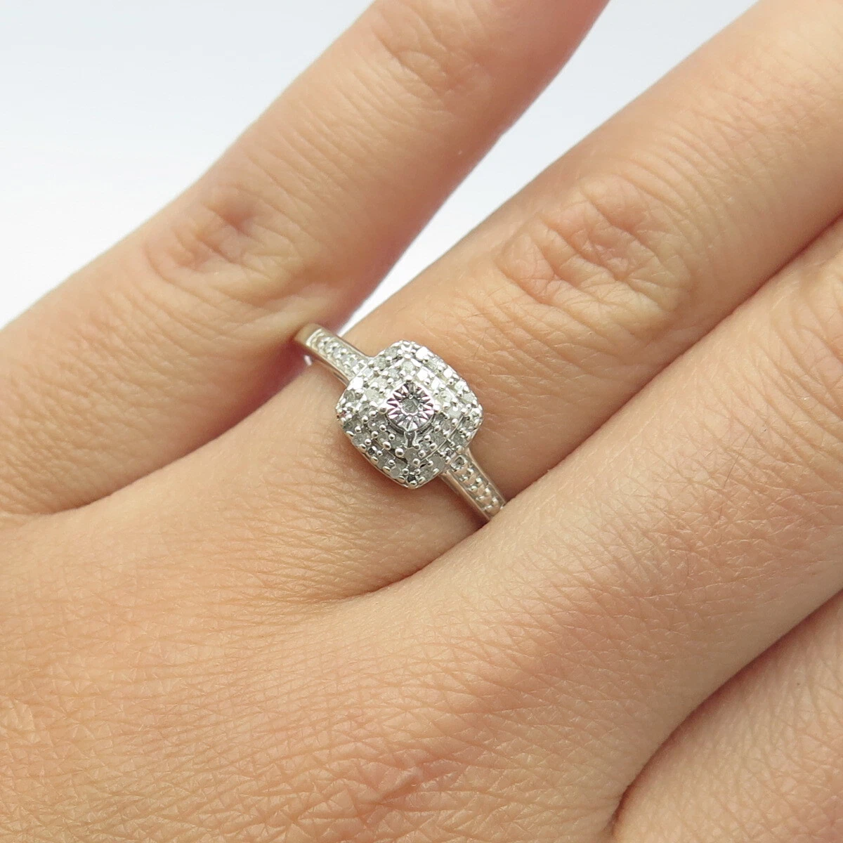Real diamond sterling shop silver engagement rings