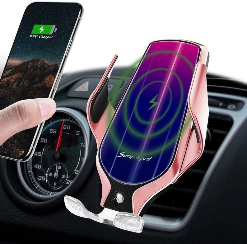US Automatic Clamping Qi Wireless Car Charger Mount Air Vent Phone R9 Type C - Image 3 of 4