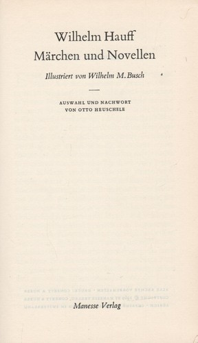 (Manesse) Wilhelm Hauff: Märchen und Novellen (ill. v. Wilhelm M. Busch) 1969 - Bild 2 von 5