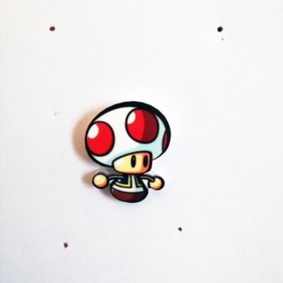 Mario vs Donkey Kong - Mini Toad Toy  Pin Badge - Nintendo - Home Crafted