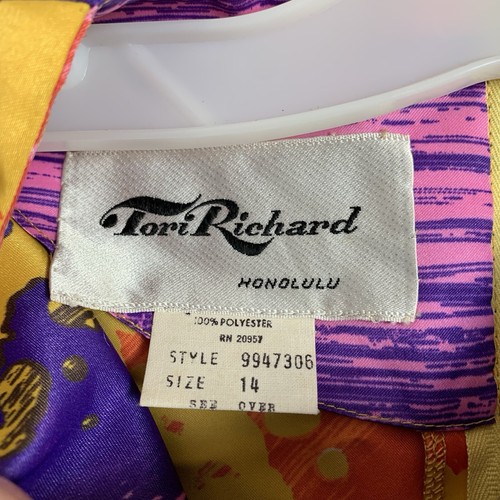 Vintage Tory Richard Dress Caftan Hawaiian Print Kimono Women’s 14 Tiki Retro - Picture 4 of 17