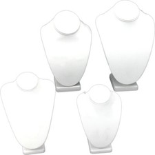 4 White Faux Leather Jewelry Display Bust 6 1/4" x 11"