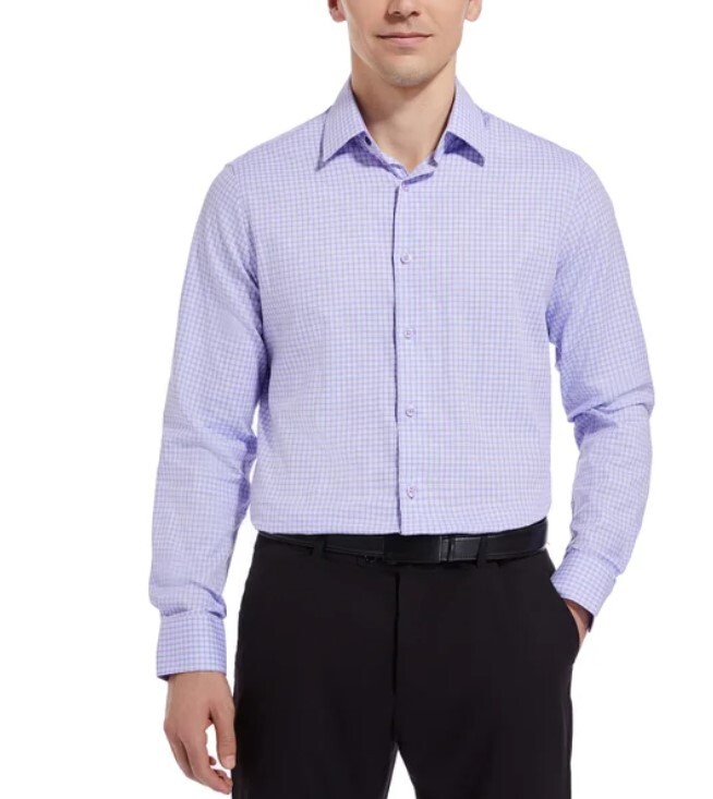 slim fit dress slacks Duchamp Mens Oxford Stripe Shirt in Olivine main image 0