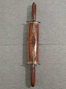 Vintage Indian Brass Rosewood Carved Florals Party Steak BBQ Knife Fork Set Gift