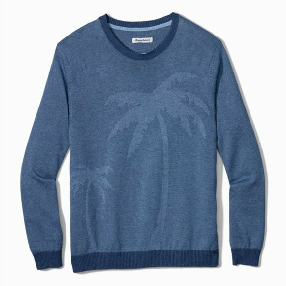 Мужской свитер Tommy Bahama T422551 Palma в полоску с круглым вырезом Monaco Blue M 17990₽