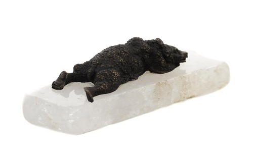 Russian Bronze "Resting Bear" on Quartz Crystal base - Picture 6 of 9
