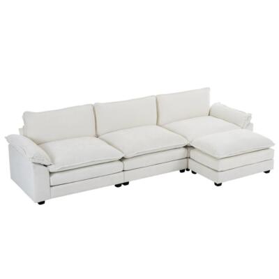 FCH L Shape Sectional Sofa Set with Footstool Living Room Furniture Couch