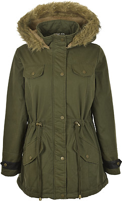 NEW Ladies FUR OVERSIZED HOOD PARKA L'Affair Women JACKET COAT FISHTAIL  UK8-24