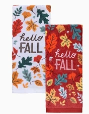 Celebrate Fall Thanksgiving 2-Pack Multicolor Cotton Kitchen Terry Tea Towels