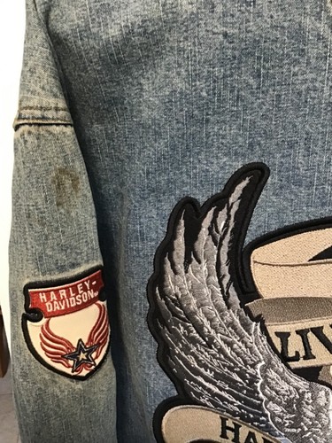 Chaqueta vaquera vintage Harley Davidson con logotipo bordado para hombre talla mediana - Imagen 4 de 4