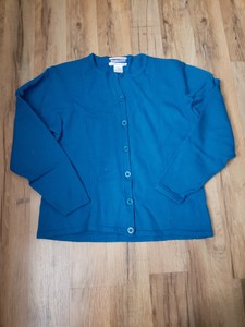 Vintage-PENDELTON-Women-039-s-100-VIRGIN-WOOL-Cardigan-Blue-Sweater-Sz-large