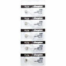 Five Strip Energizer 319 SR527SW Silver Oxide Coin Cell Batteries 1.55V w/Track*
