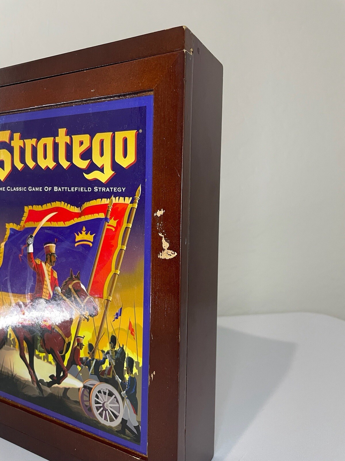 Vintage Game Collection Stratego Board Game Wooden Bookshelf Box 2009