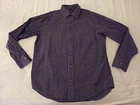 Mens Banana Republic Dress Shirt L Large Black Stripes Cotton Long Button