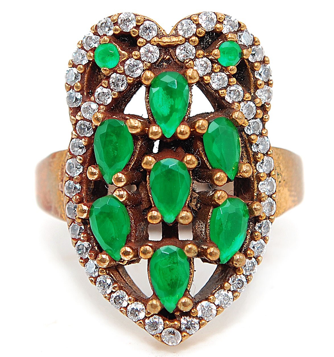 Exquisite 3CT Emerald Ottoman-Inspired 925 Silver Ring Size 8