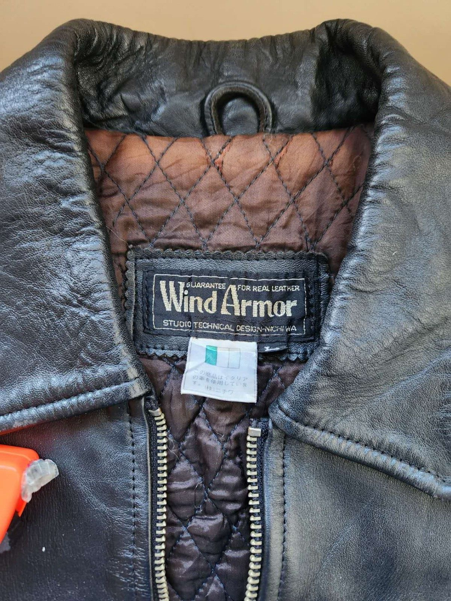 ジャケット・アウター archive Wind Armor Real Leather Jacket L Vintage Authentic Wind Armor Men's Leather Jacket Large | eBay