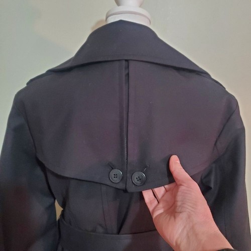 Calvin Klein Black cotton blend double breasted Collared Belted Trench coat S - 第 7/11 張圖片