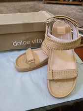 Dolce Vita Senora Light Natural Raffia Sandals, Triple Adjustable Womens 9.5 NEW