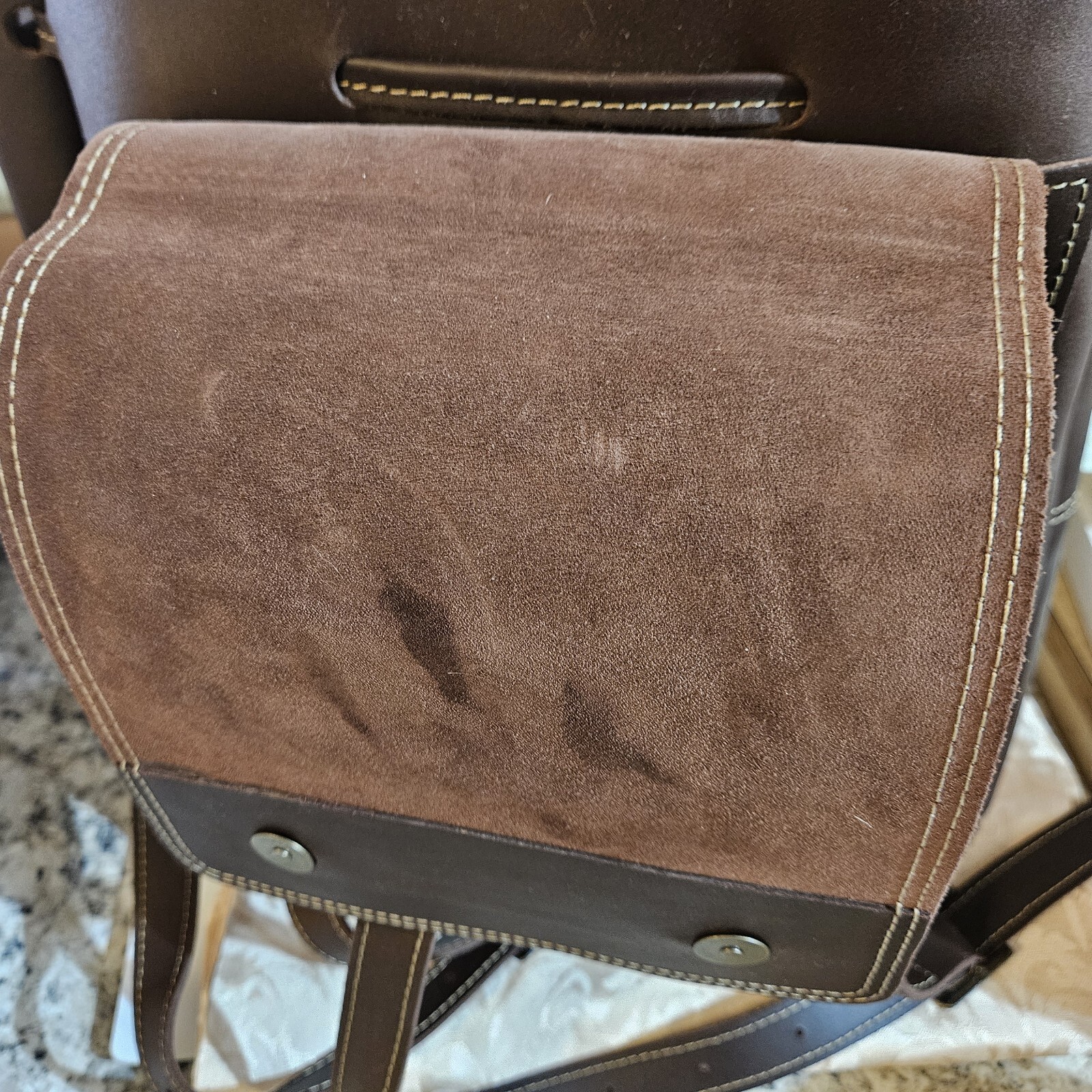 Lu Capel Leather and suede Backpack Drawstring Bag - image 5