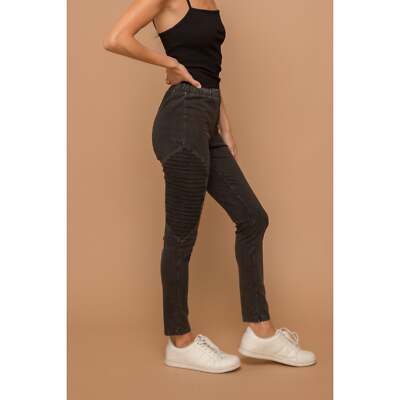 HEM & THREAD PINTUCK MINERAL WASH MOTO LEGGINGS