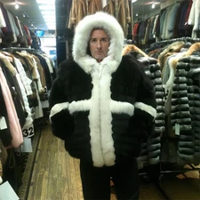 Winter Men Real Fox Fur Coat Hood Warm Jacket Natural Fur Overcoat Thick Outwear