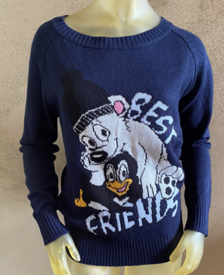 NWT Terranova Maglia Pullover Best Friends Navy Blue Womens Sweater size L Large