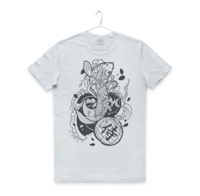 KARPFEN T-SHIRT KOI Jap Samurai Kanji Japanese Fish Koi CARP TATTOO T-SHIRT MAN