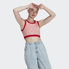 ADIDAS Womens Pink Monogram Cropped Tank Top Size UK 14 BNWT