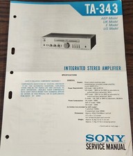 Sony TA-343 Stereo Amplifier Service Manual - Original