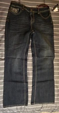 Gitano flare blue jeans with back pockets decoration size 14