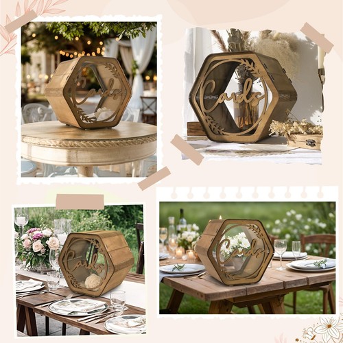 Card Wedding Box Reception Gift Wooden Boxes Ourwarm Acrylic Lock White Party - Picture 3 of 12