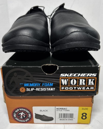 Skechers Women's Size 8 Slip Slip-Resistant Work Shoe Memory Foam, Black