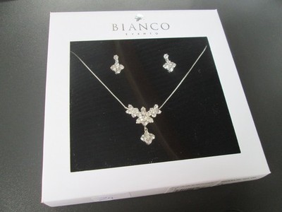 BIR/KÖT-Z4:1 Braut Schmuckset BIANCO EVENTO N9 silberfarben Kette Ohrringe NEU