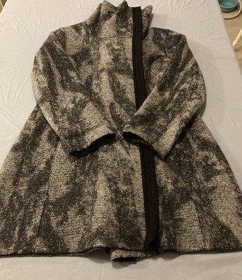 Indigenous Alpaca Wool Coat Jacket Organic Fair Trade Women s Medium Gray Black