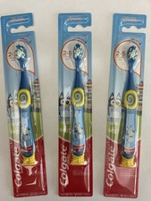 Three Pack Of Colgate Extra Soft Kids Toothbrushes Bluey Blue Yellow Ages 2-5