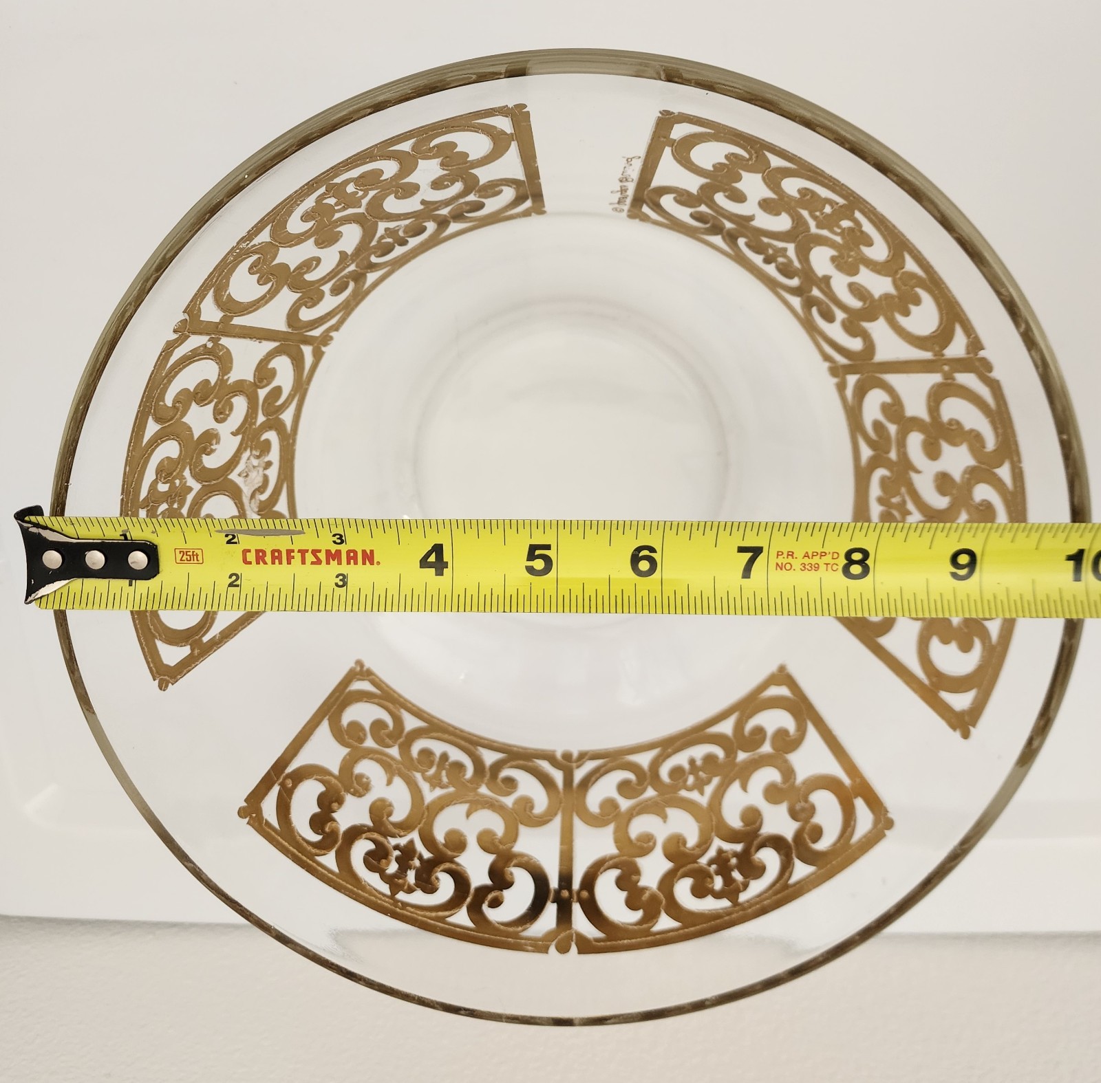 1960s Georges Briard Glass Guild 22K Gold Scroll MCM 10” Serving Bowl Vintage