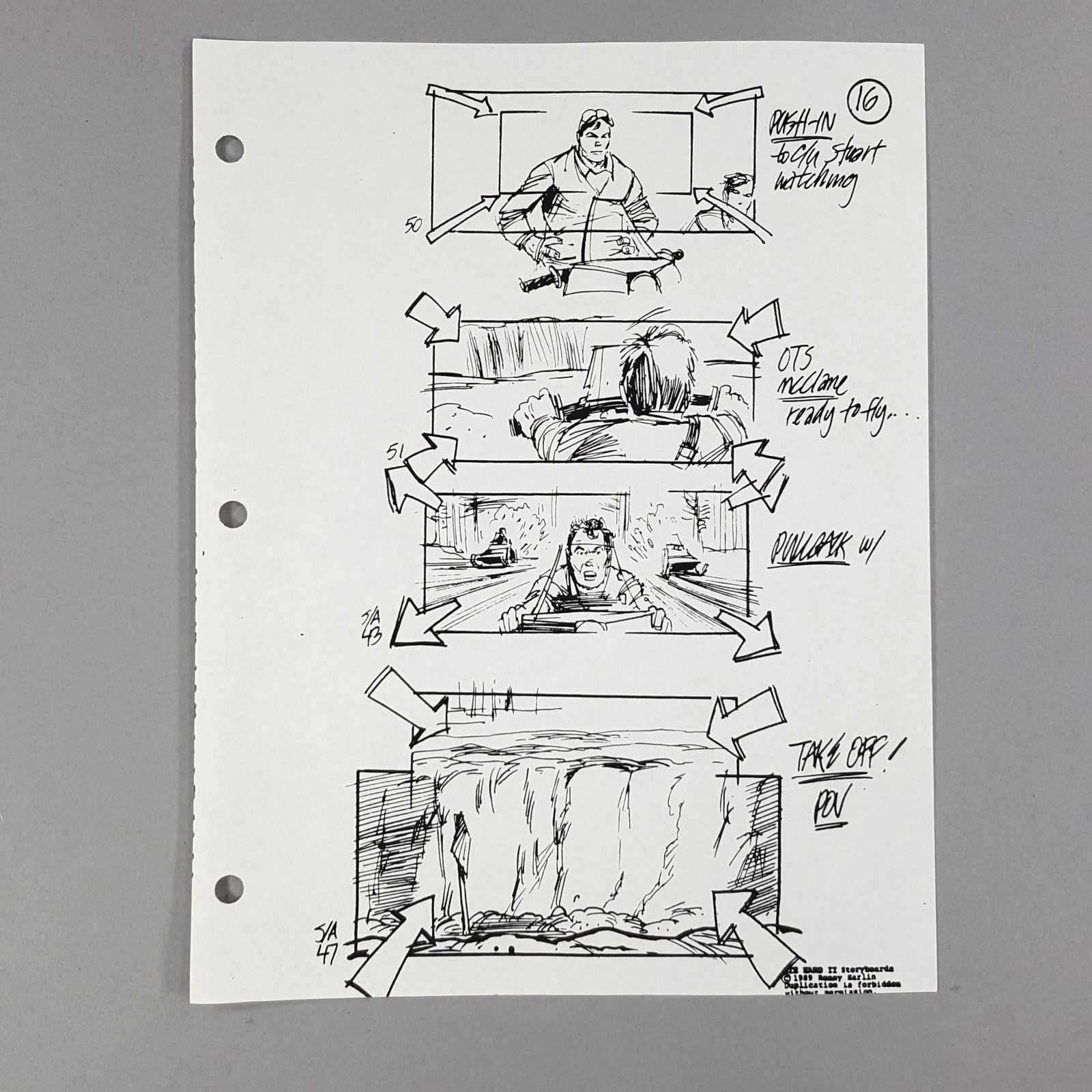 Image 2 of Die Hard 2 - Production Used Storyboard, Bruce Willis Snowmobile Chase, Prop 16