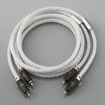 Pair 6AG Silver Plated OCC Copper Wire HiFi Audio RCA Signal Interconnect Cable