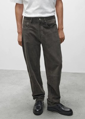Men's Gray real Suede Leather Pants Casual Trousers Custom Made All Sizes