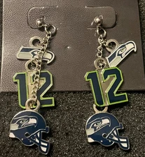 Seattle Seahawks 3  Logo Post Stud  Dangling Earrings