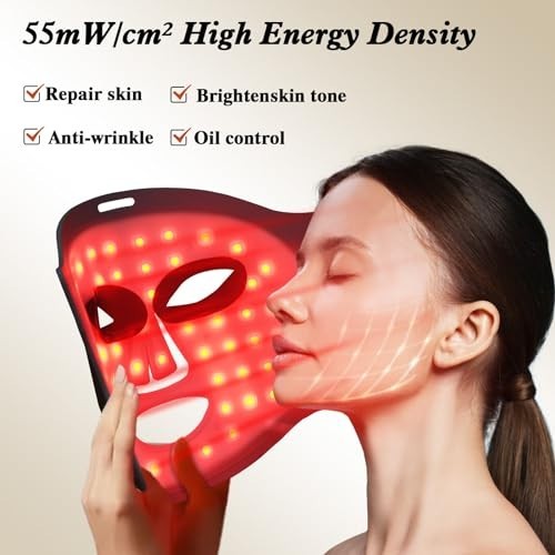7-Color LED Light Therapy Mask, Portable Rechargeable Infrared Facial Device