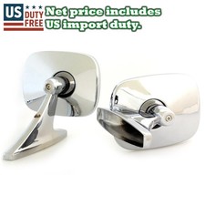 Square Chrome Fender Door Mirrors Pair New Classic Car 2 Pieces Lh And Rh Side
